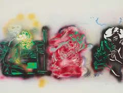 Sigmar Polke, Samson und Delilah, 1989, Lichtdruck auf Karton mit Stanzung, montiert auf zweitem Karton mit Farbserigrafie