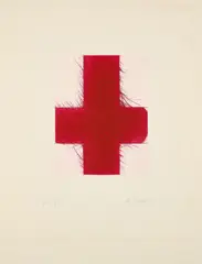Rotes Kreuz by Arnulf Rainer, 1988, Farbradierung auf Bütten, sold Apr 2024