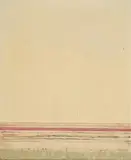 Peter Royen, Ohne Titel, 1972, Mischtechnik auf collagiertem Leinenstreifen auf Leinwand