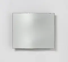 Victor Bonato, Glas- Spiegel-Verformung D-KX-76, 1976, Gewölbter Spiegel vor Holz