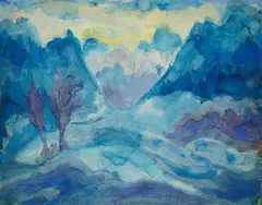 Fritz Schaefler, "Berge im Winter", Mitte 1920er Jahre, Aquarell und Grafit auf Büttenpapier