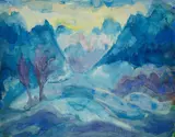 Fritz Schaefler, "Berge im Winter", Mitte 1920er Jahre, Aquarell und Grafit auf Büttenpapier
