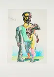 Markus Lüpertz, Herkules, Radierung, handkoloriert auf Bütten