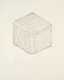 Günther Uecker, Großer Kubus, 1972, Lithografie auf leichtem Karton