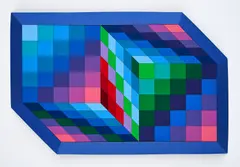 Gestalt-Sin by Victor Vasarely, 1970, Farblithografie auf Papier. Auf Polyester, sold Apr 2024