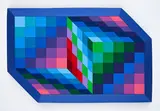 Victor Vasarely, Gestalt-Sin, 1970, Farblithografie auf Papier. Auf Polyester
