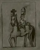 Walter Dahn, Der Hausmeister, 1984, Mischtechnik auf Nessel