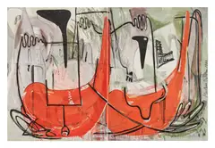 Markus Oehlen, Ohne Titel, 1983, Dispersion und Wachs auf Nessel
