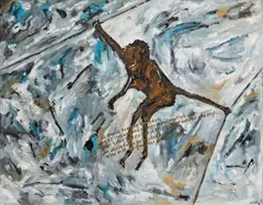 "Kein Mensch kann mir einreden (...)" by Werner Büttner, 1982, Öl auf Leinwand, sold Jun 2024