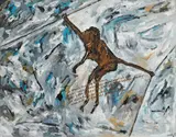 Werner Büttner, "Kein Mensch kann mir einreden (...)", 1982, Öl auf Leinwand