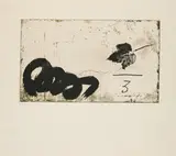 Antoni Tàpies, Fulla i tres, 1987, Farbradierung mit Carborundum und Collage auf Bütten