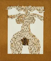 Al Hansen, "Zamalek Venus", 1990, Abgebrannte Streichhölzer, collagiert auf Velin
