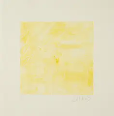 EEE by Herbert Zangs, 1980, Farbradierung und Prägung auf Bütten, sold Apr 2024