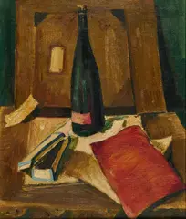 Theo Champion, Stillleben mit Weinflasche, 1920, Öl auf Leinwand