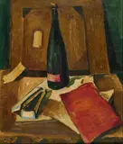 Theo Champion, Stillleben mit Weinflasche, 1920, Öl auf Leinwand