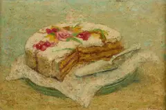 Robert Pudlich, Torte, Öl auf Spanplatte