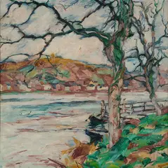 Josef Urbach, Flusslandschaft, Öl auf Leinwand
