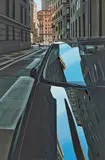 Richard Estes, Downtown, 2002, Öl auf Holz