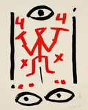 A. R. Penck, Ohne Titel, Farbserigrafie auf dünnem beschichteten Papier