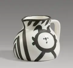 Head Pitcher by Pablo Picasso Ceramics, 1953, Weißes Steingut, partiell farbig gefasst und glasiert, sold Jun 2024