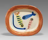 Pablo Picasso Ceramics, Four Polychrome Fishes