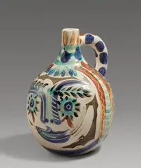 Pablo Picasso Ceramics, Laughing-Eyed Face, 1969, Weißes Steingut, partiell farbig gefasst und glasiert