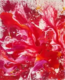 Christian Awe, "Flow red II", 2022, Acryl und Sprühlack auf Leinwand