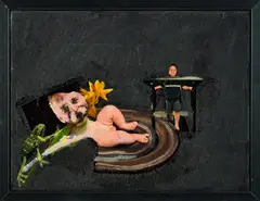 Henry Coombes, Fat Boy Treadmill, 2009, Öl und Collage auf Leinwand