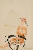 Hans Peter Adamski, Ohne Titel, 1995, Aquarell und Collage auf perforiertem Velin