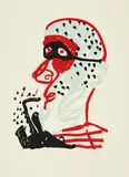 Markus Lüpertz, Saxofonist, Farbserigrafie auf Bütten