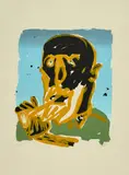 Markus Lüpertz, Selbstporträt als Musiker, Farbserigrafie auf Hahnemühle (Wasserzeichen)