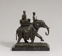 Christoph Fratin, Indischer Elefant mit Reitern, Bronze