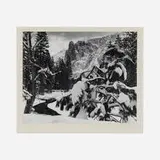 Sentinel Rock, Winter Dusk, Yosemite National Park, California (from Portfolio Two: The National Parks and Monuments) by Ansel Adams, gelatin silver print, sold Aug 2023
