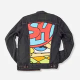 John Matos, Levi’s Trucker Jacket (Zap), 2011, screenprint on cloth, denim