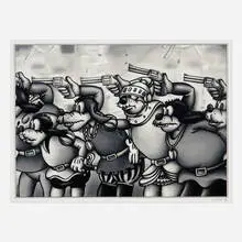 Ryan Travis Christian, Bullet Knights, 2020, screenprint in ten colors on Coventry Rag