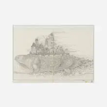 Geof Darrow, Lizard in the City, ink on vellum