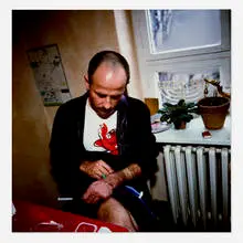 Nan Goldin, Piotr Taking His AIDS Medication, Berlin, 1996, Cibachrome print mounted to museum board