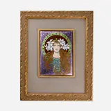 Art Nouveau, Alphonse Mucha-style plaque, c. 1900, enameled copper