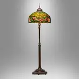 Exceptional Peony Border floor lamp by Tiffany Studios, c. 1910, leaded glass, patinated bronze, sold Apr 2025