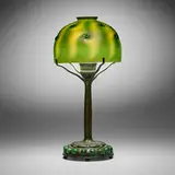 Tiffany Studios, Jeweled boudoir lamp, c. 1910, hand-blown Favrile glass, patinated bronze