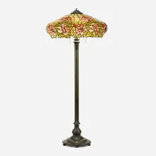 Rare Peony floor lamp by Unique Art Glass & Metal Company, c. 1905, leaded glass, patinated metal, sold Apr 2025