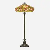 Rare Peony floor lamp by Unique Art Glass & Metal Company, c. 1905, leaded glass, patinated metal, sold Apr 2025