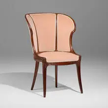 Hector Guimard, Chair, c. 1900, walnut, microfiber upholstery
