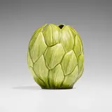 Favrile Pottery artichoke vase by Tiffany Studios, 1904-14, glazed earthenware, sold Apr 2025