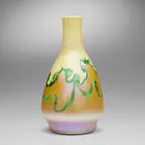 Decorated vase by Tiffany Studios, c. 1900, hand-blown Favrile glass, sold Apr 2025