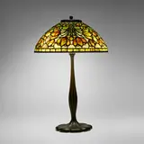 Tulip Cluster (Crocus) shade by Tiffany Studios, c. 1910, leaded glass, patinated bronze, sold Apr 2025