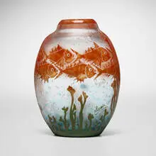 Charles Schneider, Poissons vase, c. 1921, acid-etched, vitrified, and fire-polished glass