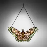 Moth lamp screen by Tiffany Studios, c. 1905, leaded glass, patinated bronze, sold Apr 2025