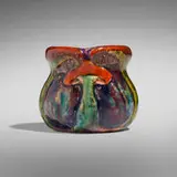 Tiffany Studios, Rare cabinet vase with mushrooms, c. 1905, enameled copper