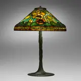 Tiffany Studios, Exceptional Poppy table lamp, c. 1905, leaded glass, patinated bronze